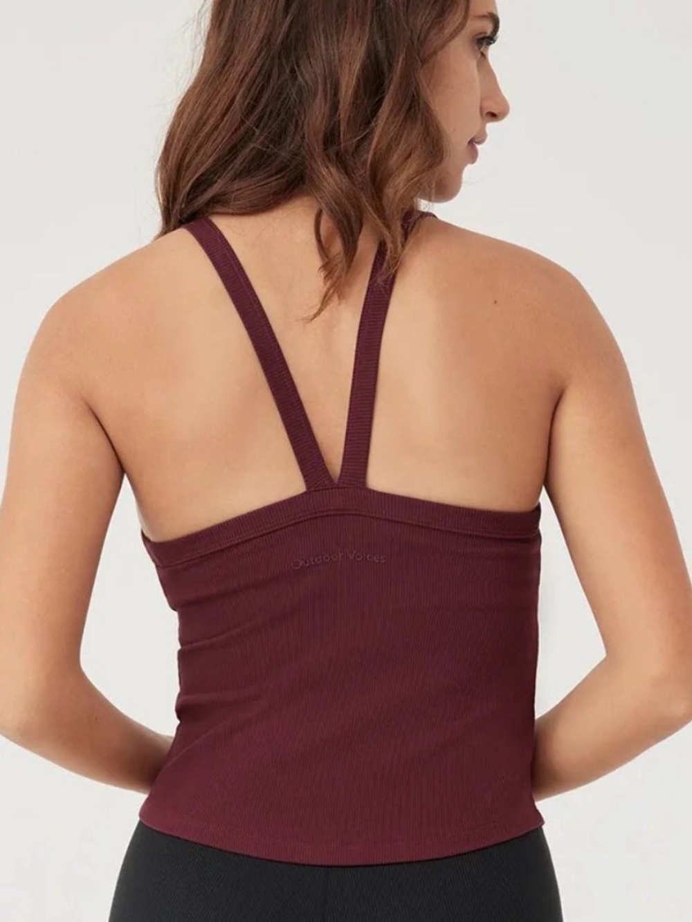 Outdoor Voices SuperForm Rib High Neck Tank Shiraz Size S